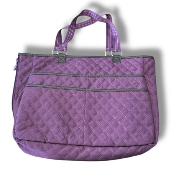 Thirty One Tote Double Take Tote Quilted Diamonds Travel Bag Purple - Picture 2 of 16